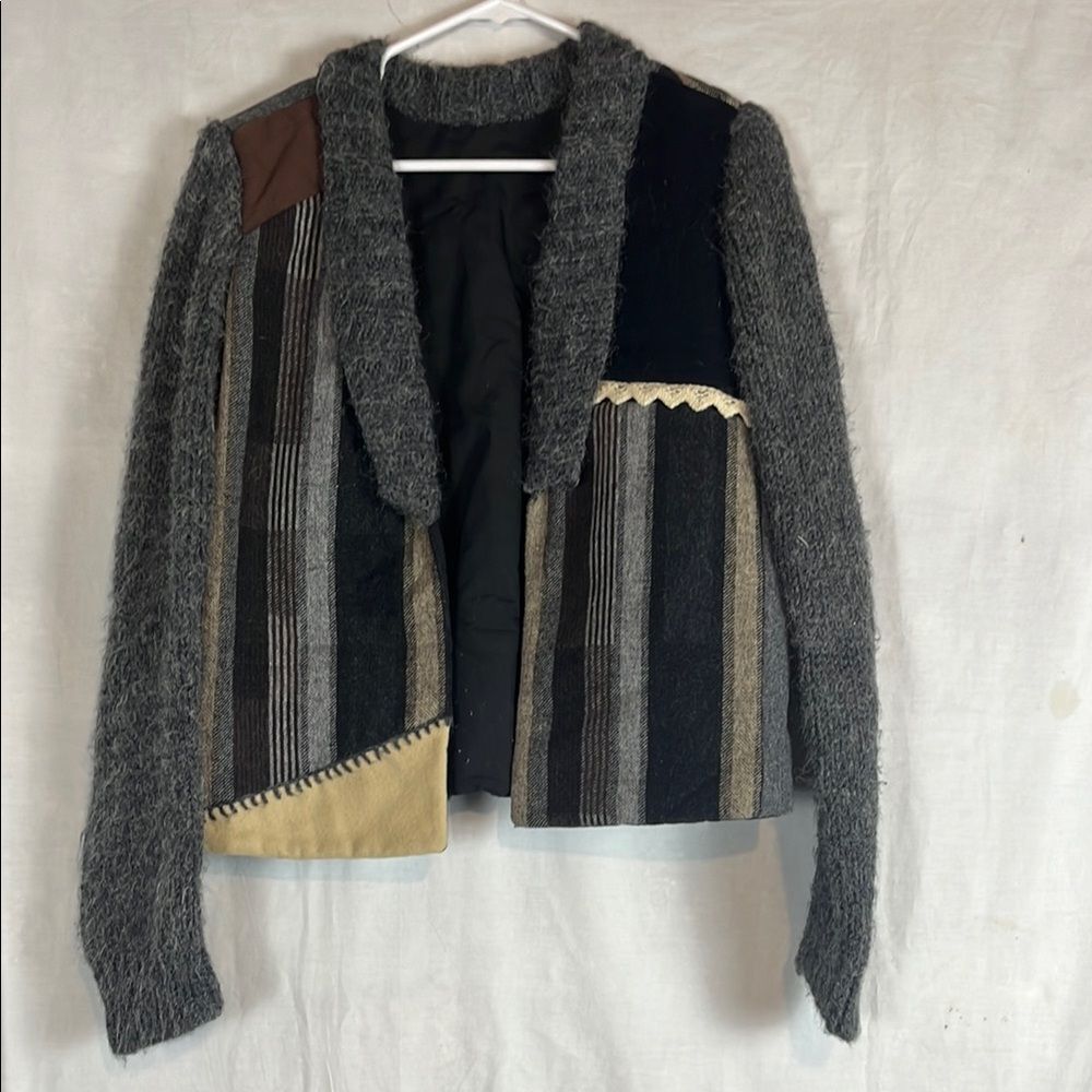 Handknit & Custom Made Rare Black Patchwork Jacket